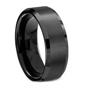 Stainless Steel Black Ring Size 7
